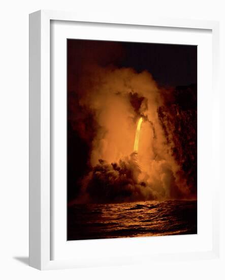 Kilauea volcano, Big Island, Hawaii. A rare lava flow formation called a 'fire hose'-Gayle Harper-Framed Photographic Print