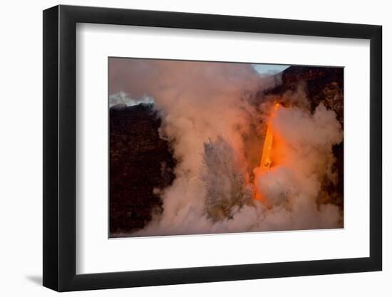 Kilauea volcano, Big Island, Hawaii. A rare lava flow formation called a 'fire hose'-Gayle Harper-Framed Photographic Print