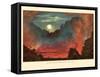 Kilauea Volcano - Big Island Hawaii - Pele Fire Goddess - Vintage Hawaiian Color Postcard, 1910s-Pacifica Island Art-Framed Stretched Canvas