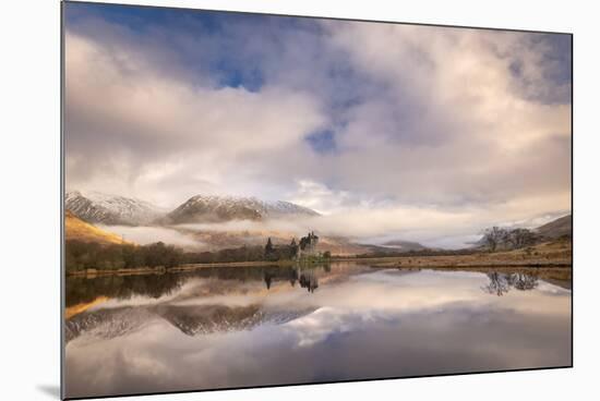 Kilchurn Castle reflected in Loch Awe at dawn in winter, Highlands, Scotland-Adam Burton-Mounted Photographic Print