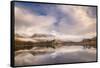 Kilchurn Castle reflected in Loch Awe at dawn in winter, Highlands, Scotland-Adam Burton-Framed Stretched Canvas