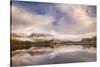 Kilchurn Castle reflected in Loch Awe at dawn in winter, Highlands, Scotland-Adam Burton-Stretched Canvas