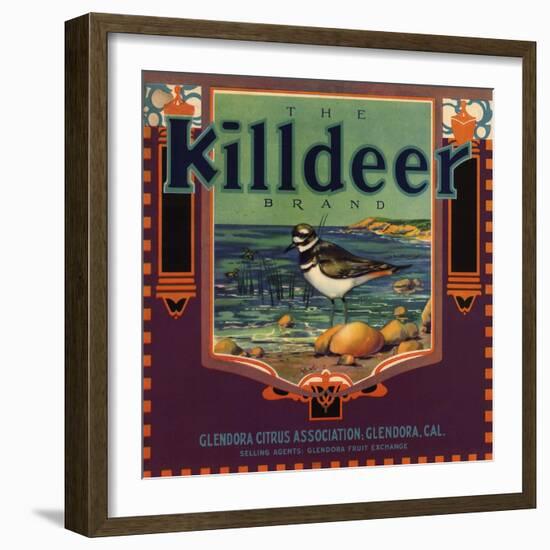 Killdeer Brand - Glendora, California - Citrus Crate Label-Lantern Press-Framed Art Print