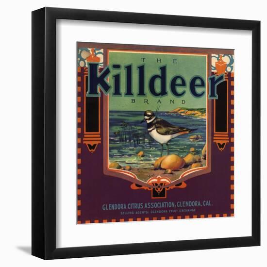 Killdeer Brand - Glendora, California - Citrus Crate Label-Lantern Press-Framed Art Print