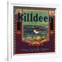 Killdeer Brand - Glendora, California - Citrus Crate Label-Lantern Press-Framed Art Print