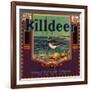 Killdeer Brand - Glendora, California - Citrus Crate Label-Lantern Press-Framed Art Print