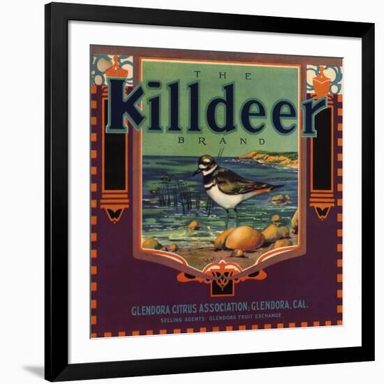 Killdeer Brand - Glendora, California - Citrus Crate Label-Lantern Press-Framed Art Print