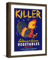 Killer Vegetable Label - Los Angeles, CA-Lantern Press-Framed Art Print