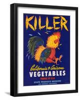 Killer Vegetable Label - Los Angeles, CA-Lantern Press-Framed Art Print