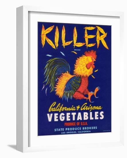 Killer Vegetable Label - Los Angeles, CA-Lantern Press-Framed Art Print