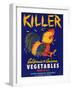 Killer Vegetable Label - Los Angeles, CA-Lantern Press-Framed Art Print