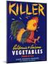 Killer Vegetable Label - Los Angeles, CA-Lantern Press-Mounted Art Print