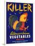 Killer Vegetable Label - Los Angeles, CA-Lantern Press-Framed Art Print