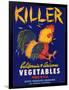 Killer Vegetable Label - Los Angeles, CA-Lantern Press-Framed Art Print