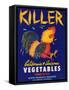 Killer Vegetable Label - Los Angeles, CA-Lantern Press-Framed Stretched Canvas