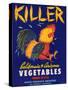 Killer Vegetable Label - Los Angeles, CA-Lantern Press-Stretched Canvas