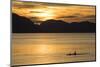 Killer whales (Orcinus orca) surfacing at sunset near Point Adolphus, Icy Strait, Alaska, USA-Michael Nolan-Mounted Photographic Print