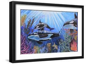 Killer Whales-Martin Nasim-Framed Premium Giclee Print