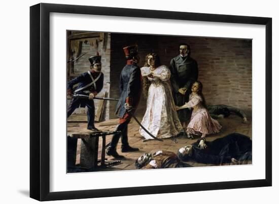 Killing of Some Participants from Revolutionary Movement by Spanish Troops from Lima-null-Framed Premium Giclee Print