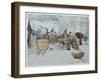 Killing the Pig," Illustration for "My Little Farm," Published in Sweden, 1904-Carl Larsson-Framed Giclee Print