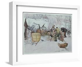 Killing the Pig," Illustration for "My Little Farm," Published in Sweden, 1904-Carl Larsson-Framed Giclee Print