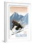 Killington, Vermont - Downhill Skier - Lithography Style-Lantern Press-Framed Art Print