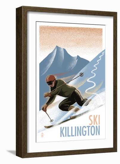 Killington, Vermont - Downhill Skier - Lithography Style-Lantern Press-Framed Art Print