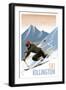 Killington, Vermont - Downhill Skier - Lithography Style-Lantern Press-Framed Art Print
