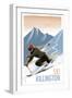 Killington, Vermont - Downhill Skier - Lithography Style-Lantern Press-Framed Art Print