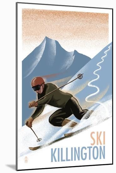 Killington, Vermont - Downhill Skier - Lithography Style-Lantern Press-Mounted Art Print