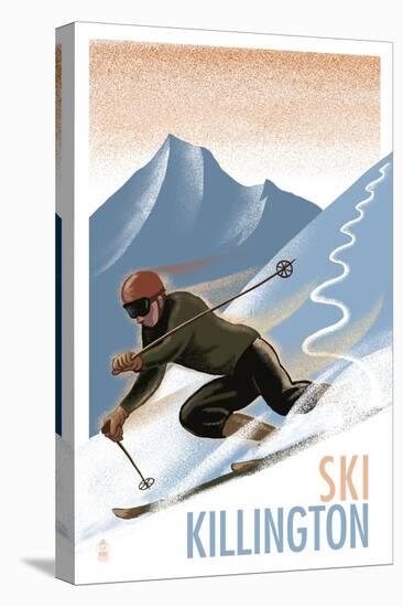 Killington, Vermont - Downhill Skier - Lithography Style-Lantern Press-Stretched Canvas