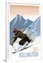 Killington, Vermont - Downhill Skier - Lithography Style-Lantern Press-Framed Art Print