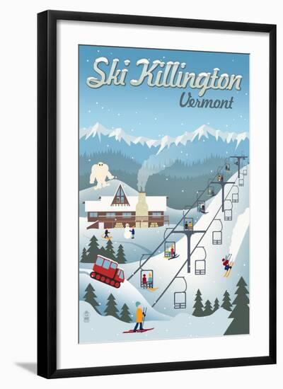 Killington, Vermont - Retro Ski Resort-Lantern Press-Framed Art Print