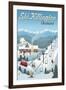 Killington, Vermont - Retro Ski Resort-Lantern Press-Framed Art Print