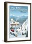 Killington, Vermont - Retro Ski Resort-Lantern Press-Framed Art Print