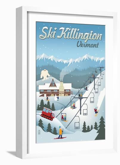 Killington, Vermont - Retro Ski Resort-Lantern Press-Framed Art Print