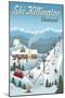 Killington, Vermont - Retro Ski Resort-Lantern Press-Mounted Art Print