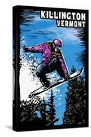 Killington, Vermont - Snowboarder - Scratchboard-Lantern Press-Stretched Canvas