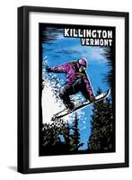 Killington, Vermont - Snowboarder - Scratchboard-Lantern Press-Framed Art Print