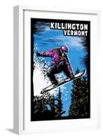 Killington, Vermont - Snowboarder - Scratchboard-Lantern Press-Framed Art Print