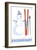 Killington, Vermont, Snowman with Skis-Lantern Press-Framed Art Print