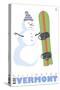 Killington, Vermont, Snowman with Snowboard-Lantern Press-Stretched Canvas