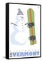 Killington, Vermont, Snowman with Snowboard-Lantern Press-Framed Stretched Canvas