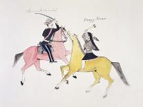 Symbolic Portrayal of the Conflict Between the Indians and the Whites-Kills Two-Mounted Giclee Print