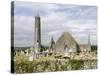 Kilmacdaugh Churches and Round Tower, Near Gort, County Galway, Connacht, Republic of Ireland-Gary Cook-Stretched Canvas