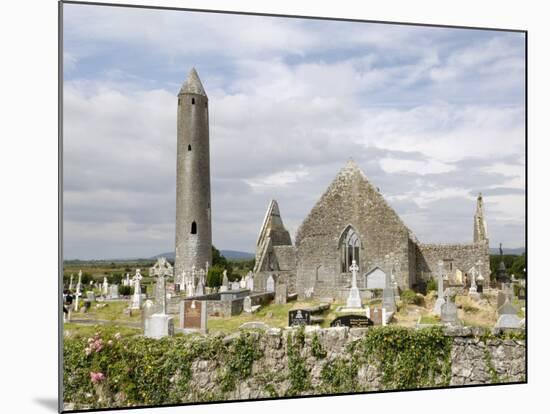 Kilmacdaugh Churches and Round Tower, Near Gort, County Galway, Connacht, Republic of Ireland-Gary Cook-Mounted Photographic Print