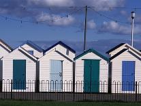 Beach Huts on Devon Town's Waterfront-Kim Sayer-Stretched Canvas