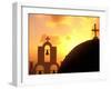 Kimisis Theotokov Church at Sunset, Thira, Santorini, Cyclades Islands, Greece-Walter Bibikow-Framed Photographic Print