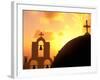 Kimisis Theotokov Church at Sunset, Thira, Santorini, Cyclades Islands, Greece-Walter Bibikow-Framed Photographic Print