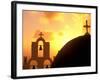 Kimisis Theotokov Church at Sunset, Thira, Santorini, Cyclades Islands, Greece-Walter Bibikow-Framed Photographic Print